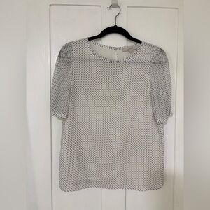 LOFT White Blouse with Black Dots
